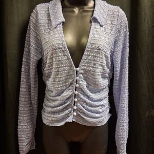 Anthropologie Lavender Textured Button-Up Top